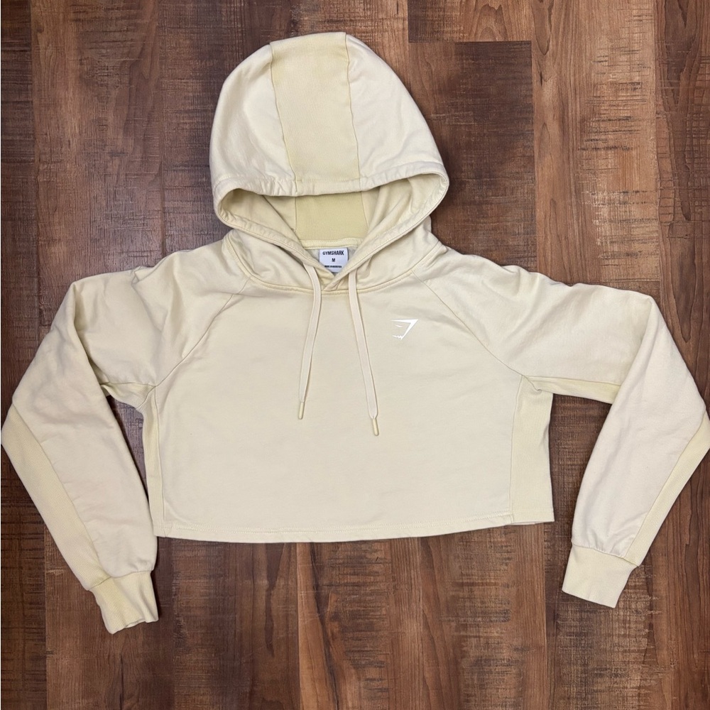 Gymshark Women's buttery yellow Cropped Hoodie size M GUC
